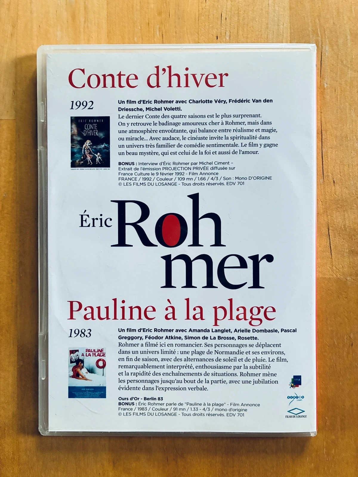 DVD duplo Eric Rohmer: Conto de Inverno e Pauline na Praia. – photo 3